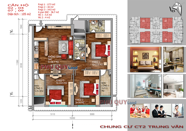 Thiết kế căn hộ 105m2 chung cư Trung văn – Vinaconex 3.